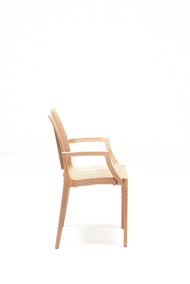 Asir Set masa de gradina / terasa din polipropilena + 4 scaune de gradina, Lux Cappuccino, L80xl80xH75 cm