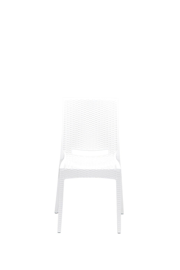 Asir Set masa de gradina / terasa din polipropilena + 4 scaune de gradina, Rattan Alb, L80xl80xH75 cm