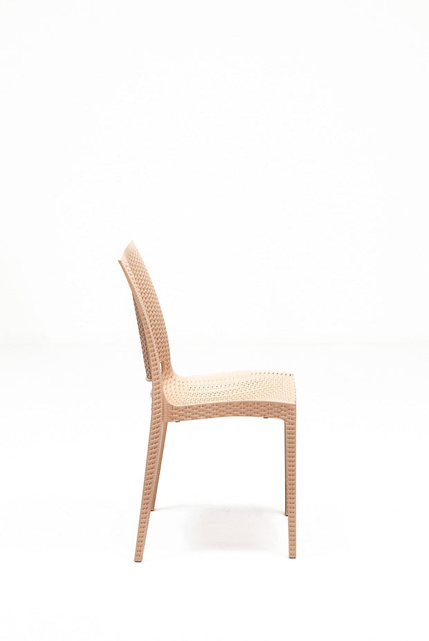 Asir Set masa de gradina / terasa din polipropilena + 4 scaune de gradina, Rattan Cappuccino, L80xl80xH75 cm