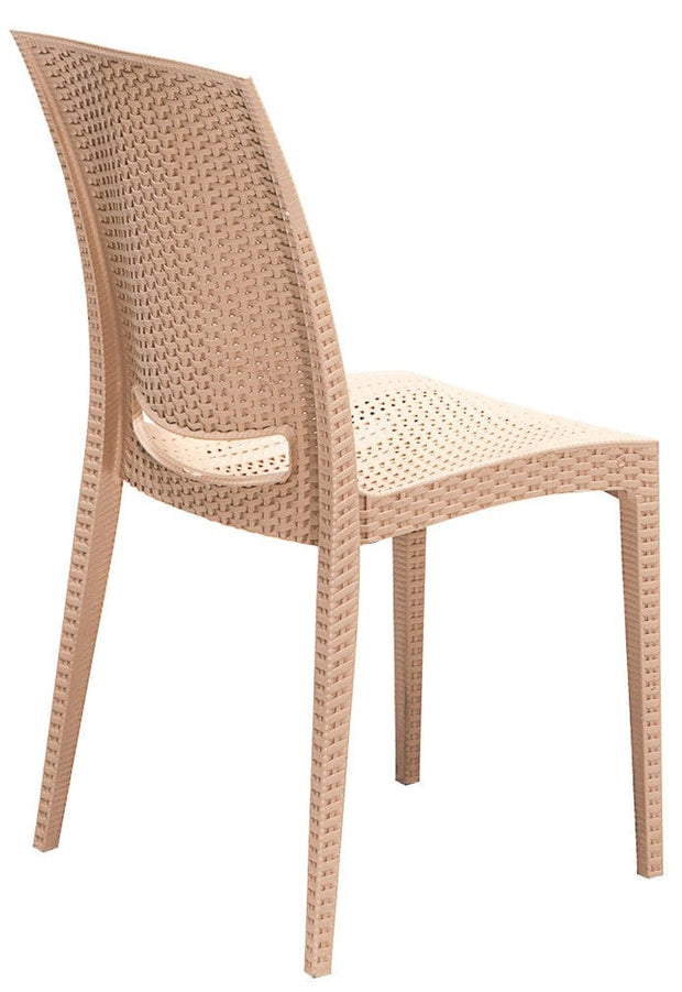 Asir Set masa de gradina / terasa din polipropilena + 4 scaune de gradina, Rattan Cappuccino, L80xl80xH75 cm