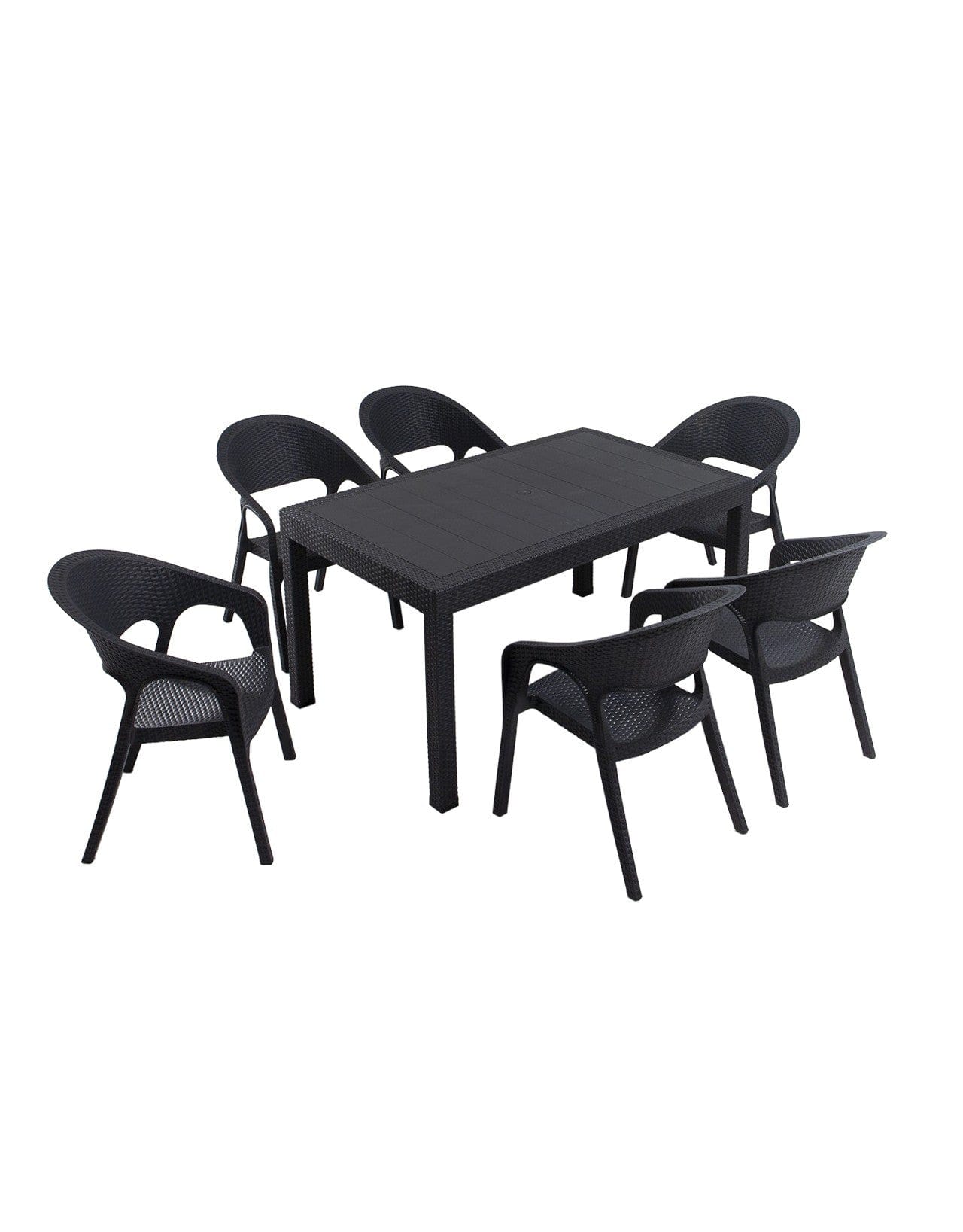 Set masa de gradina / terasa din polipropilena + 6 scaune de gradina, Garden Antracit, L90xl150xH75 cm (1)