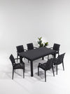 Asir Set masa de gradina / terasa din polipropilena + 6 scaune de gradina, Lux Antracit, L90xl150xH75 cm