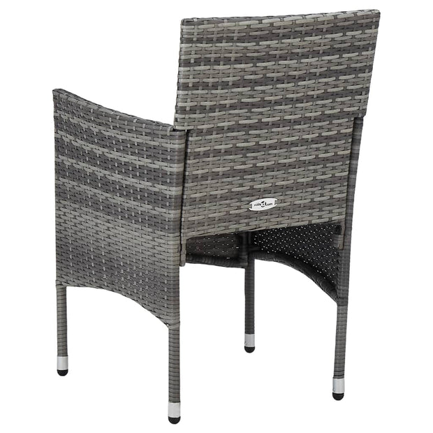 Set masa de gradina / terasa din sticla, ratan sintetic si metal + 4 fotolii de gradina, Rees Negru / Gri, L80xl80xH75 cm (5)