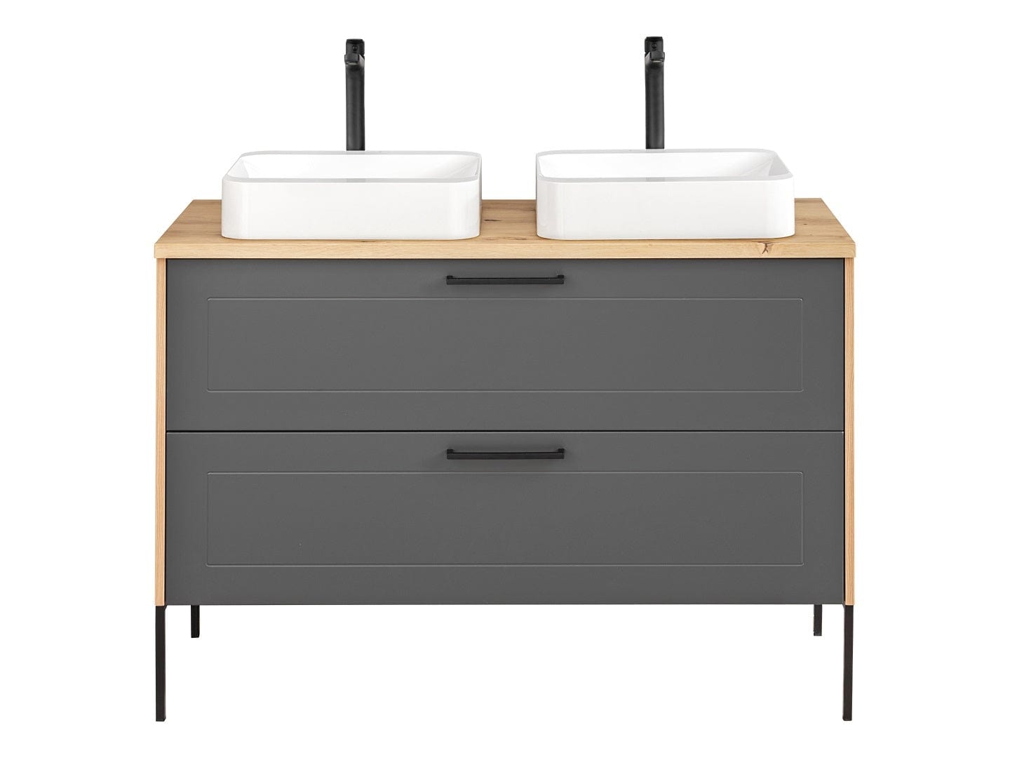 Set masca cu 2 lavoare, 120 cm, Madera Grafit / Stejar (1)