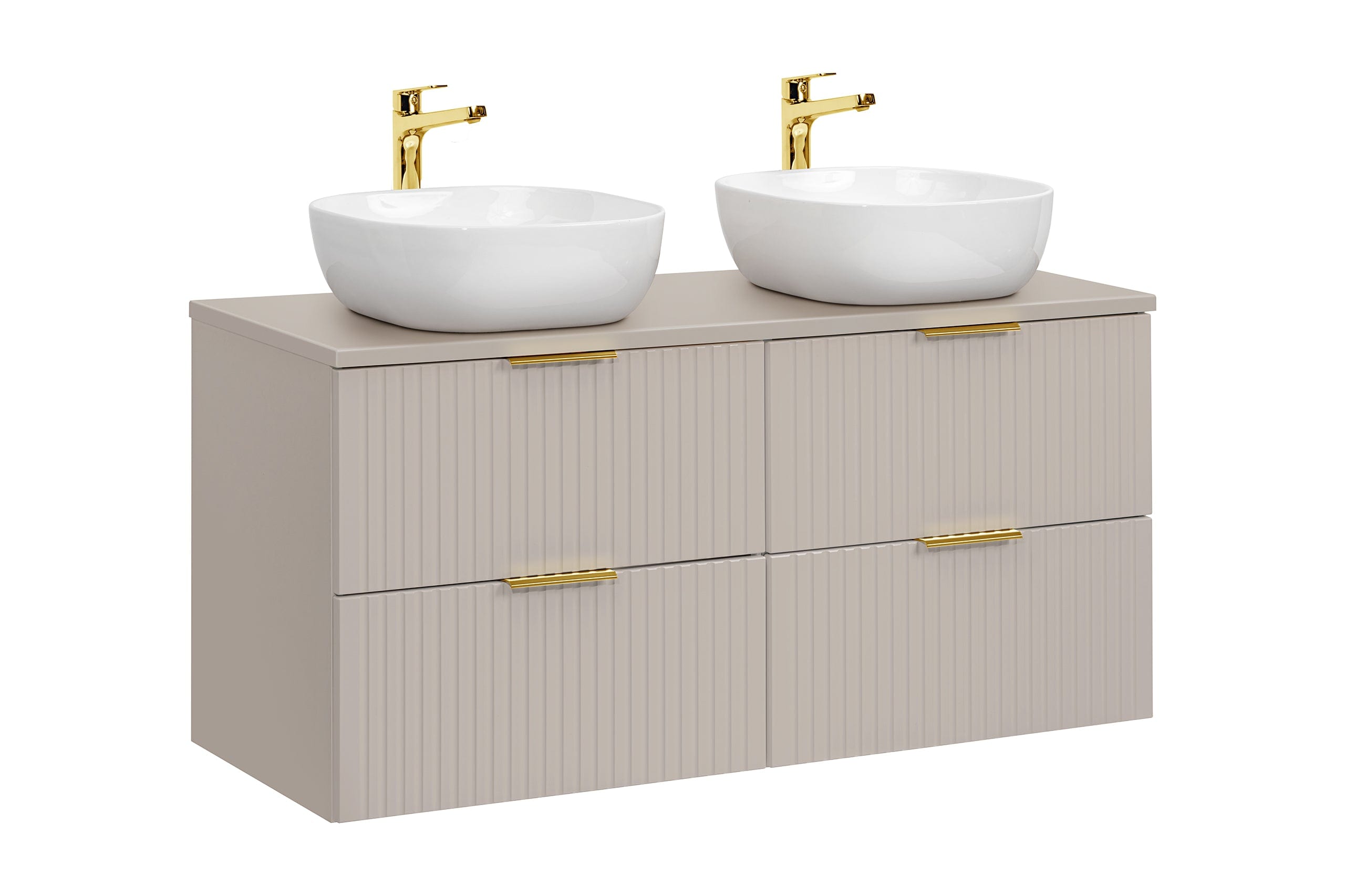 Set masca cu 2 lavoare, 120 cm, Smile Bej / Alb