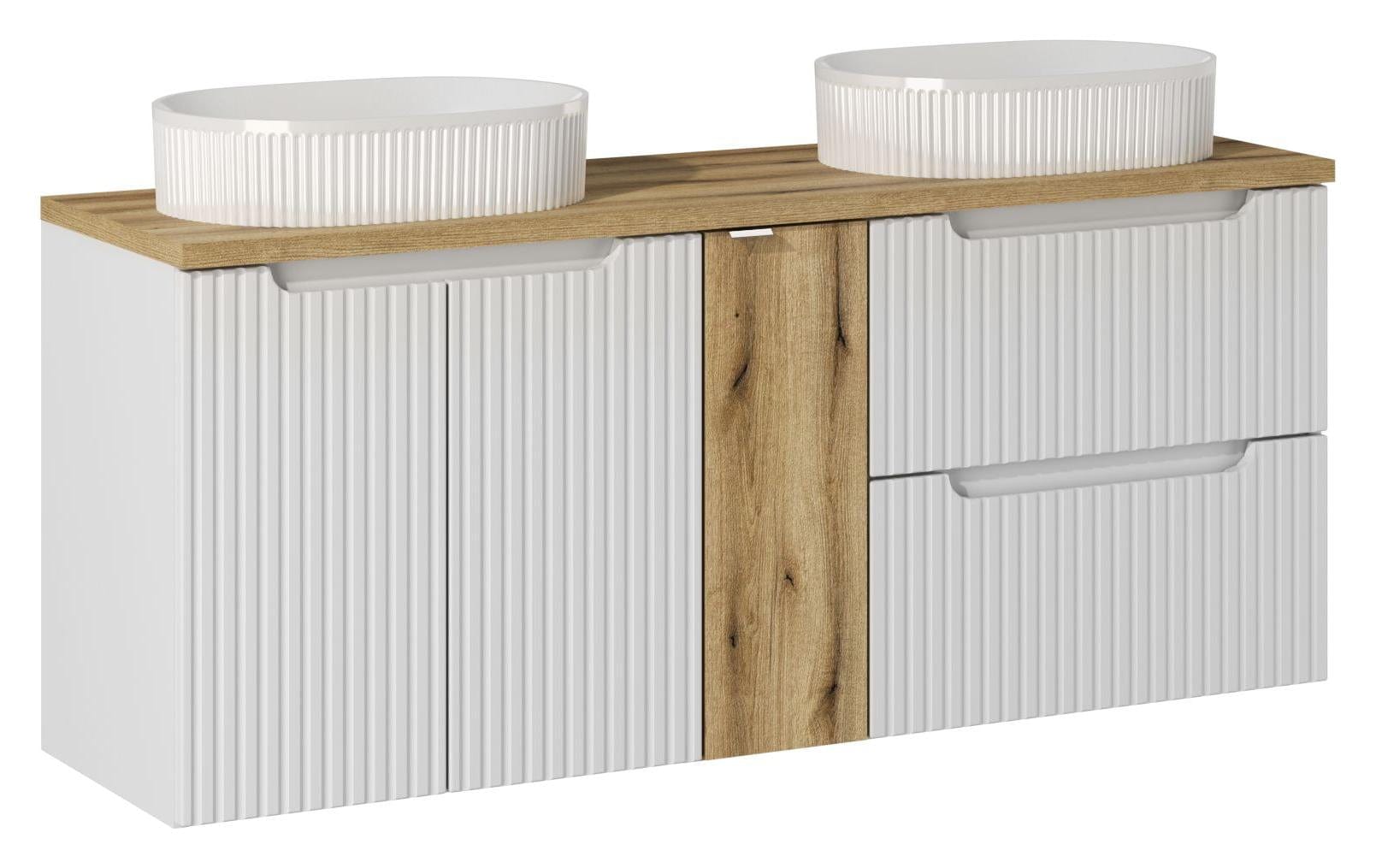 Set masca si lavoar, 140 cm, Beyond D Alb / Stejar