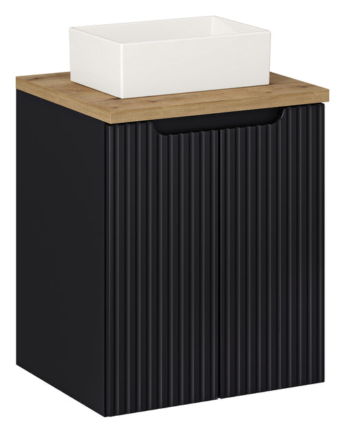 Set masca si lavoar, 50 cm, Gaja D Negru / Stejar / Alb