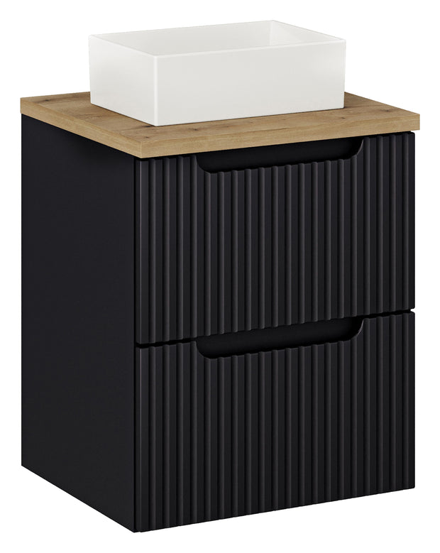 Set masca si lavoar, 50 cm, Gaja Negru / Stejar / Alb