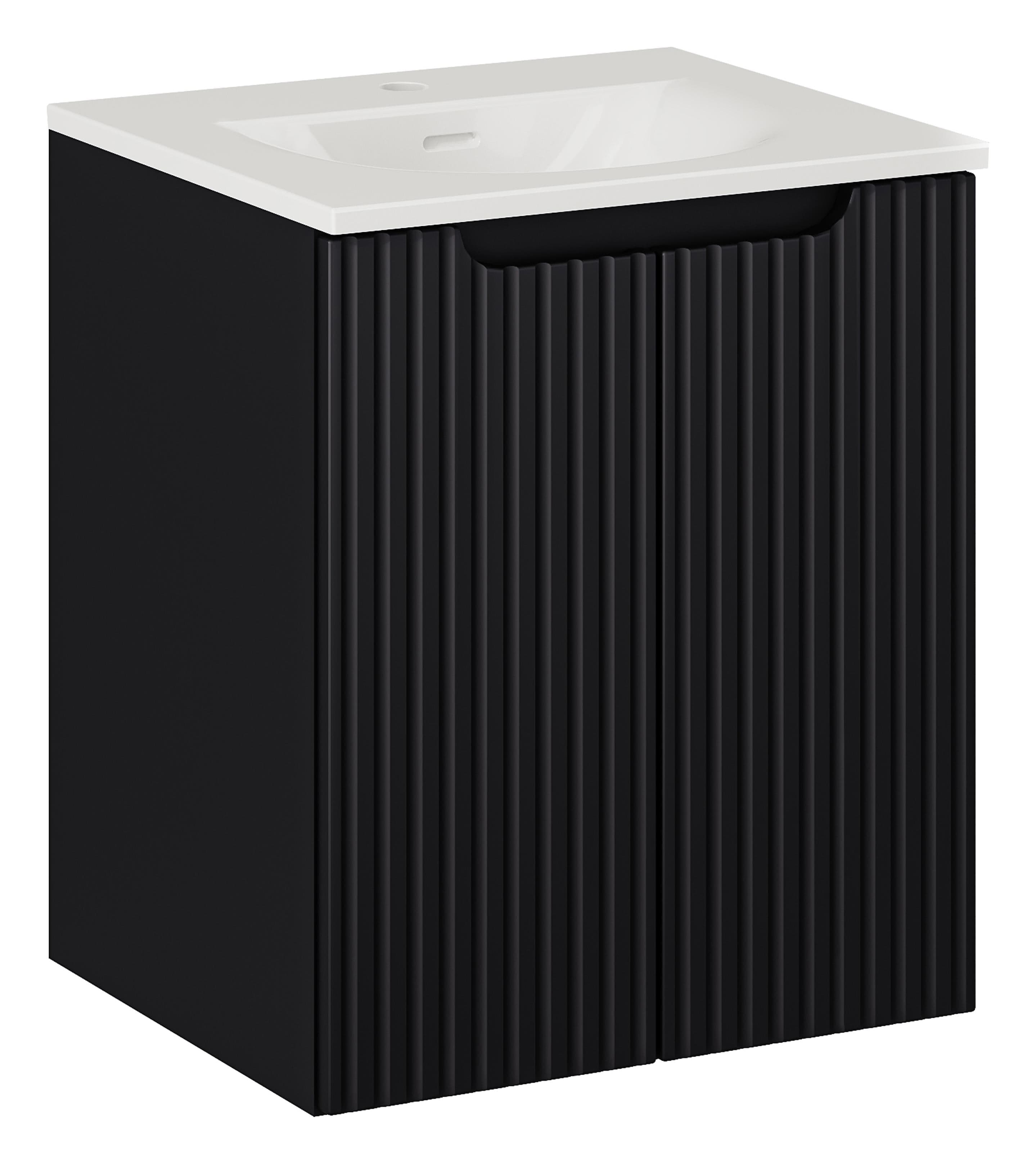 Set masca si lavoar, 50 cm, Sky D Negru / Alb