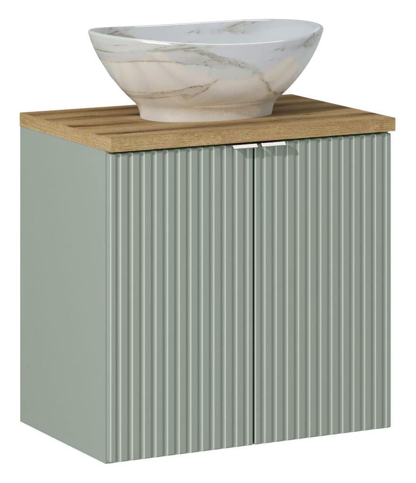 Set masca si lavoar, 60 cm, Pati D Verde / Stejar / Alb