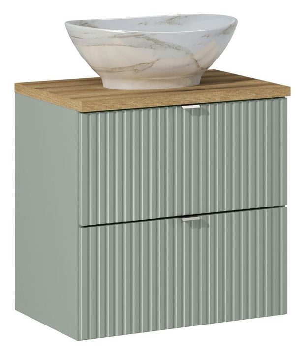 Set masca si lavoar, 60 cm, Pati Verde / Stejar / Alb