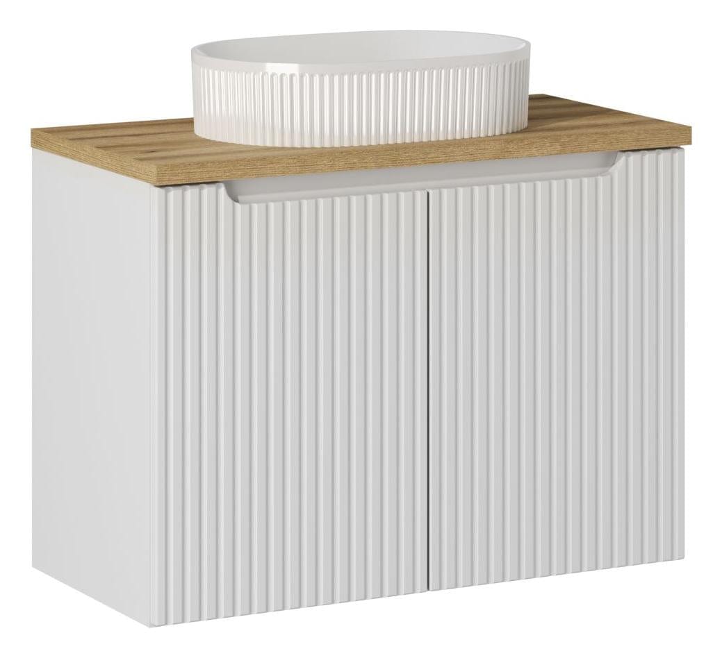 Set masca si lavoar, 80 cm, Beyond D Alb / Stejar