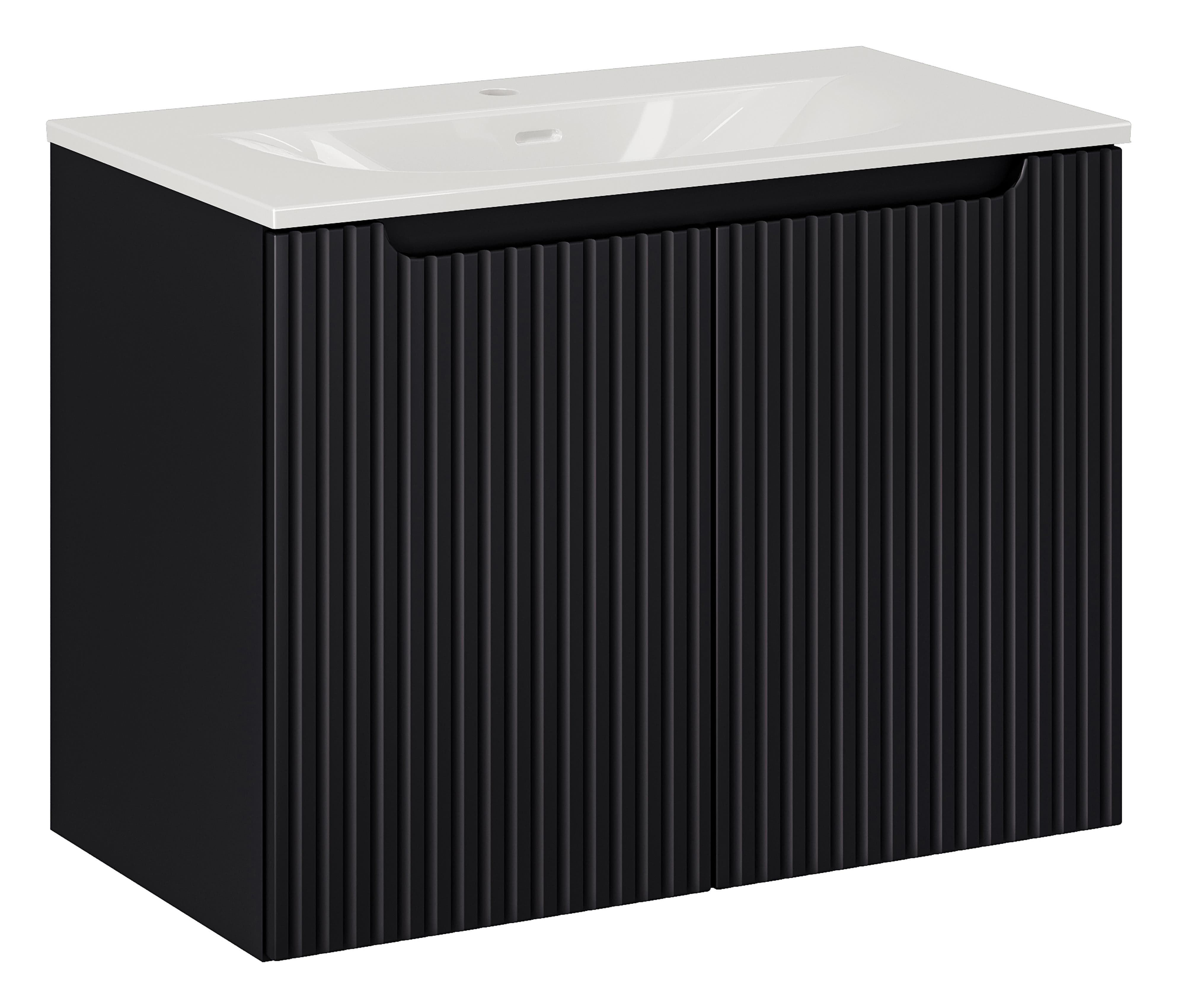 Set masca si lavoar, 80 cm, Sky D Negru / Alb