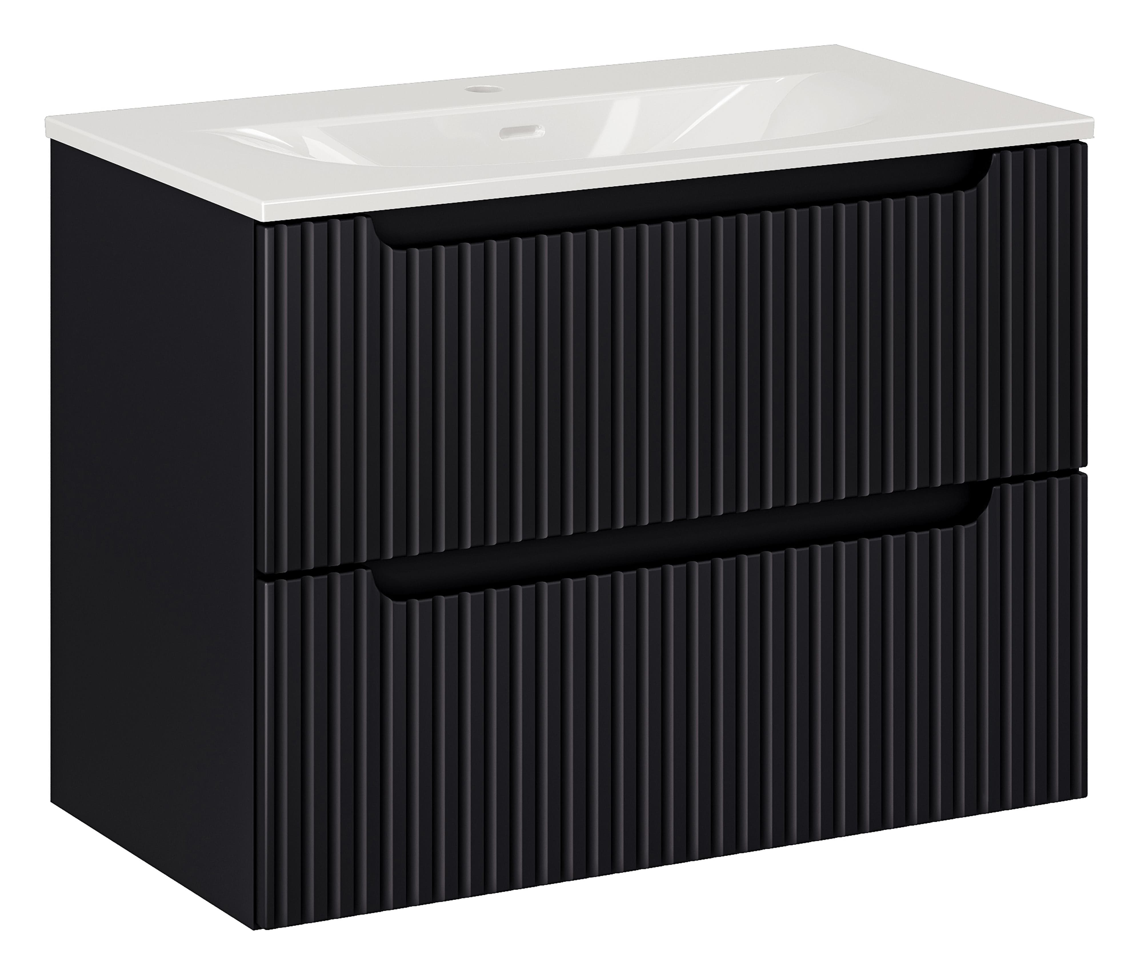 Set masca si lavoar, 80 cm, Sky Negru / Alb