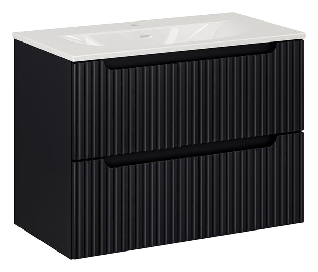 Set masca si lavoar, 80 cm, Sky Negru / Alb