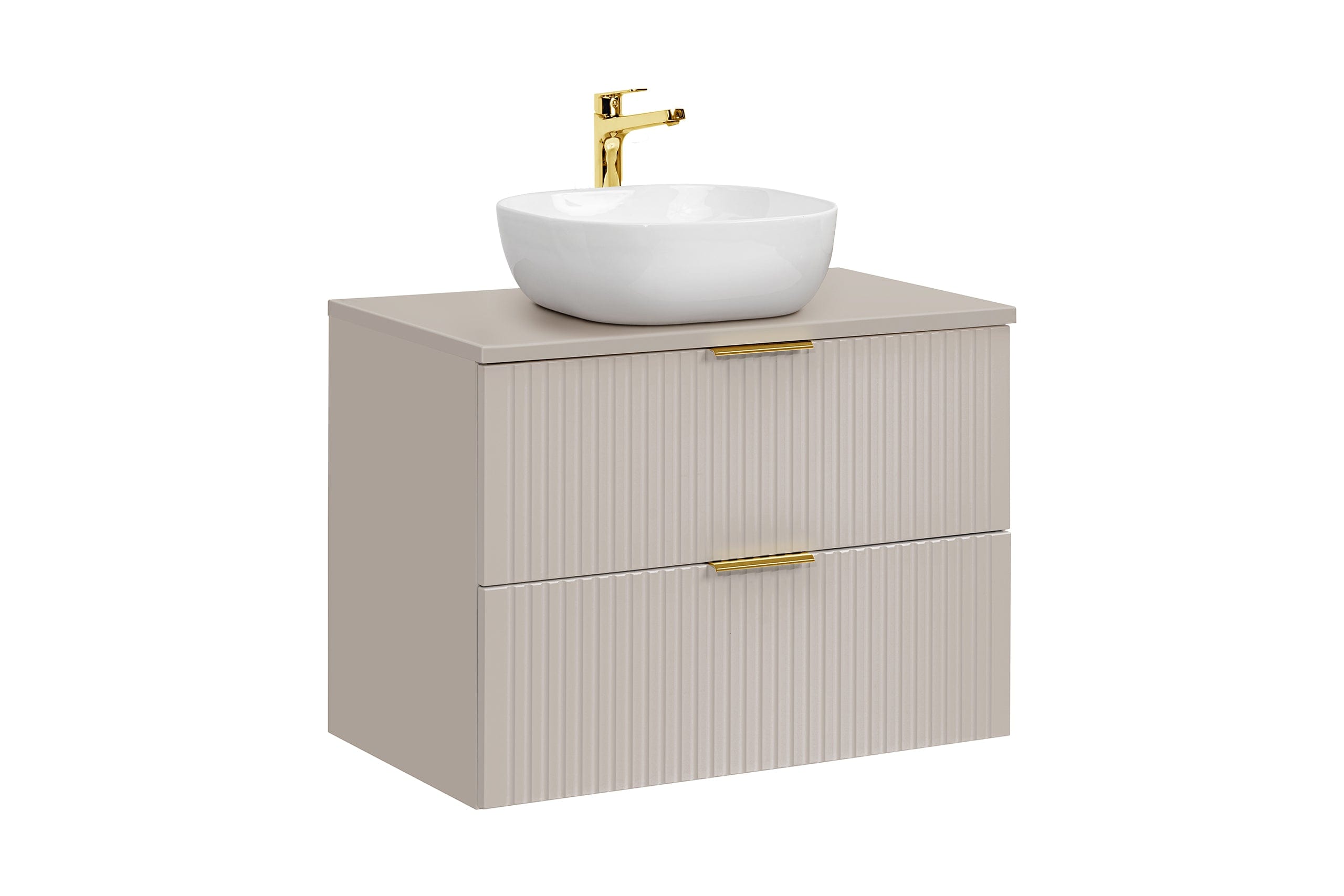 Set masca si lavoar, 80 cm, Smile Bej / Alb