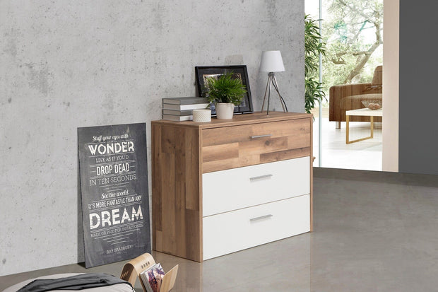 Set Mobila Dormitor din pal, cu pat 200 x 160 cm, 3 piese, Modern Way Stejar / Alb (2)