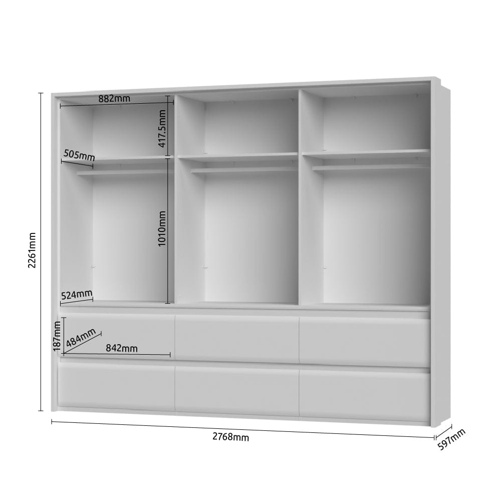 Set Mobila Dormitor din pal si MDF, cu pat 200 x 160 cm, 6 piese, Invictus P66-6OG/IC Gri / Crem / Stejar Tobacco (12)