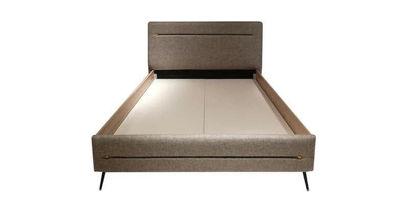 Set Mobila Dormitor din pal si metal, cu pat 200 x 180 cm, 5 piese Larina Alb / Grej (10)