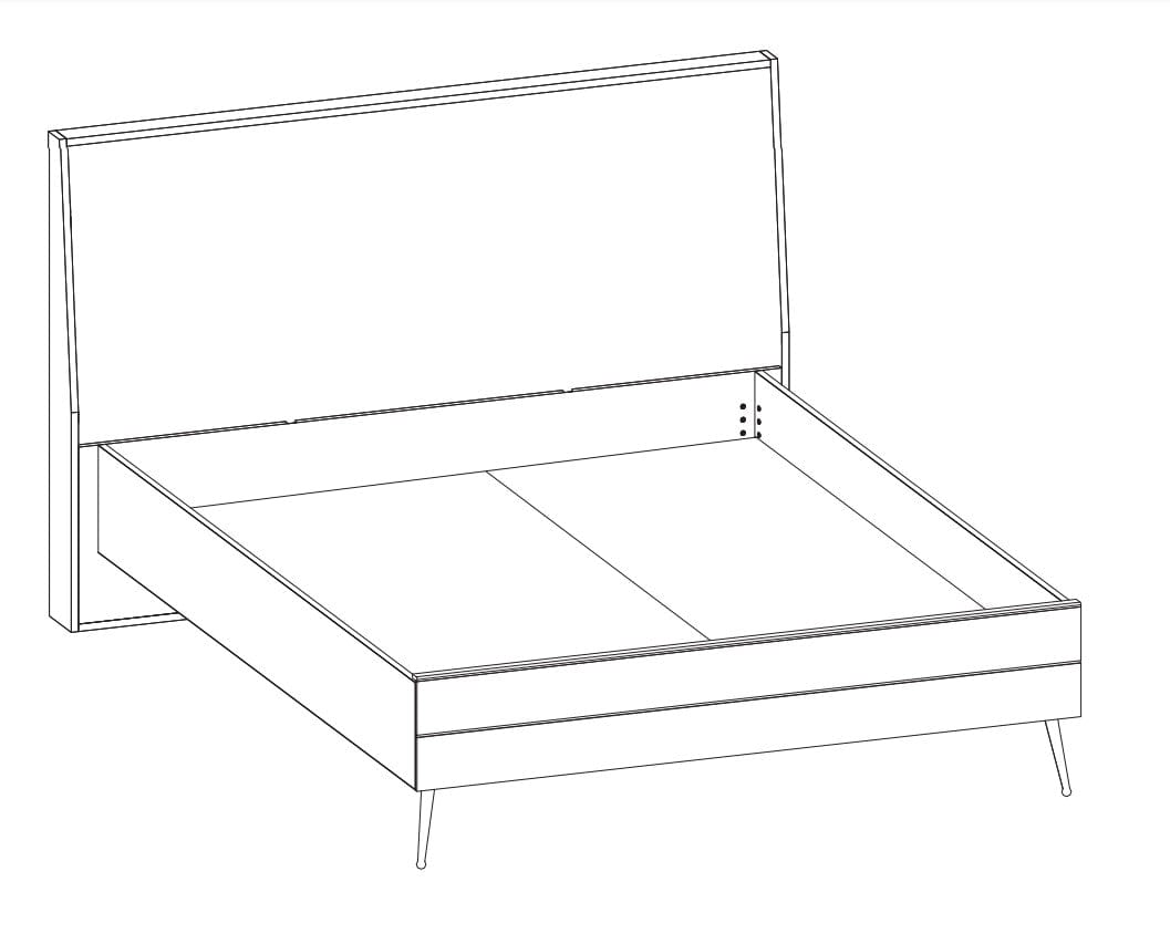 Set Mobila Dormitor din pal si metal, cu pat 200 x 180 cm, 5 piese Larina Alb / Grej (14)