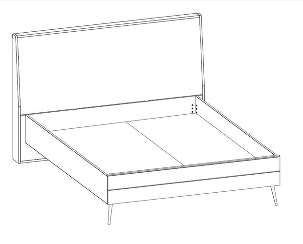 Set Mobila Dormitor din pal si metal, cu pat 200 x 180 cm, 5 piese Larina Alb / Grej (14)
