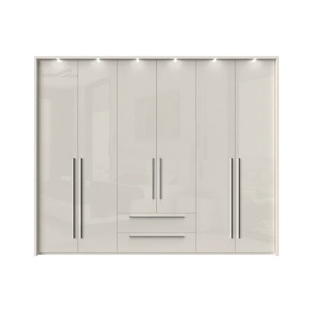 Set Mobila Dormitor din pal si piele ecologica, cu pat 200 x 160 cm, 5 piese Piano P62B/PN Bej (3)