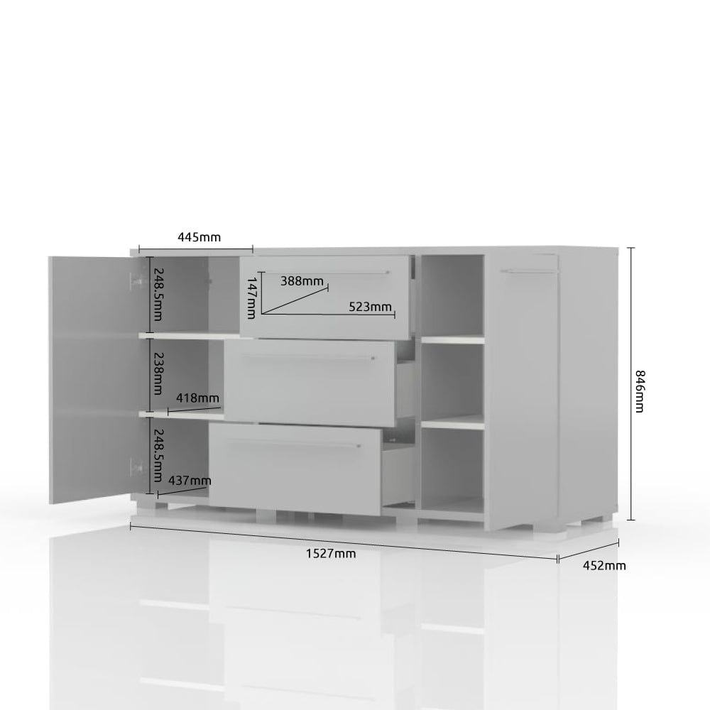 Set Mobila Dormitor din pal si piele ecologica, cu pat 200 x 160 cm, 5 piese Piano PK231/PN Alb (4)