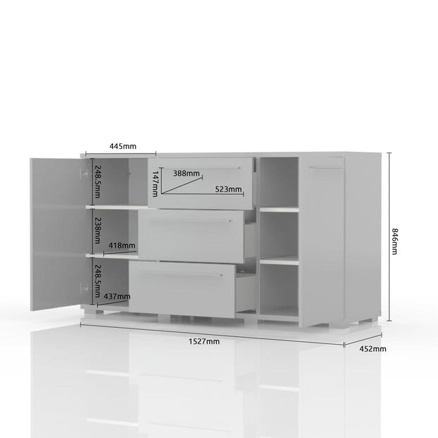 Set Mobila Dormitor din pal si piele ecologica, cu pat 200 x 160 cm, 5 piese Piano PK231/PN Alb (4)