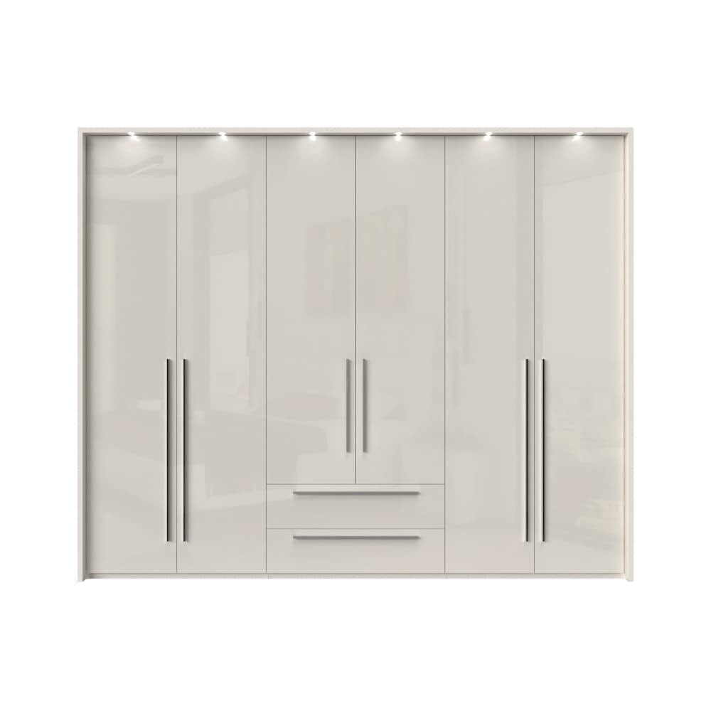 Set Mobila Dormitor din pal si piele ecologica, cu pat 200 x 180 cm, 5 piese Piano P62B/PN Bej (1)