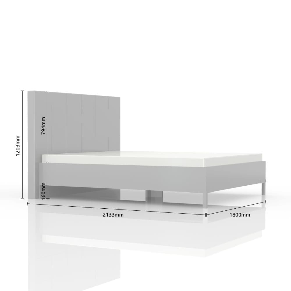 Set Mobila Dormitor din pal si piele ecologica, cu pat 200 x 180 cm, 5 piese Piano P62B/PN Bej (5)