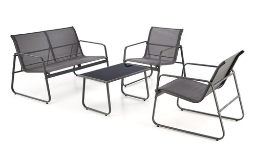Set mobilier pentru gradina / terasa, Conor Gri, banca 2 locuri + 2 scaune + masa de cafea