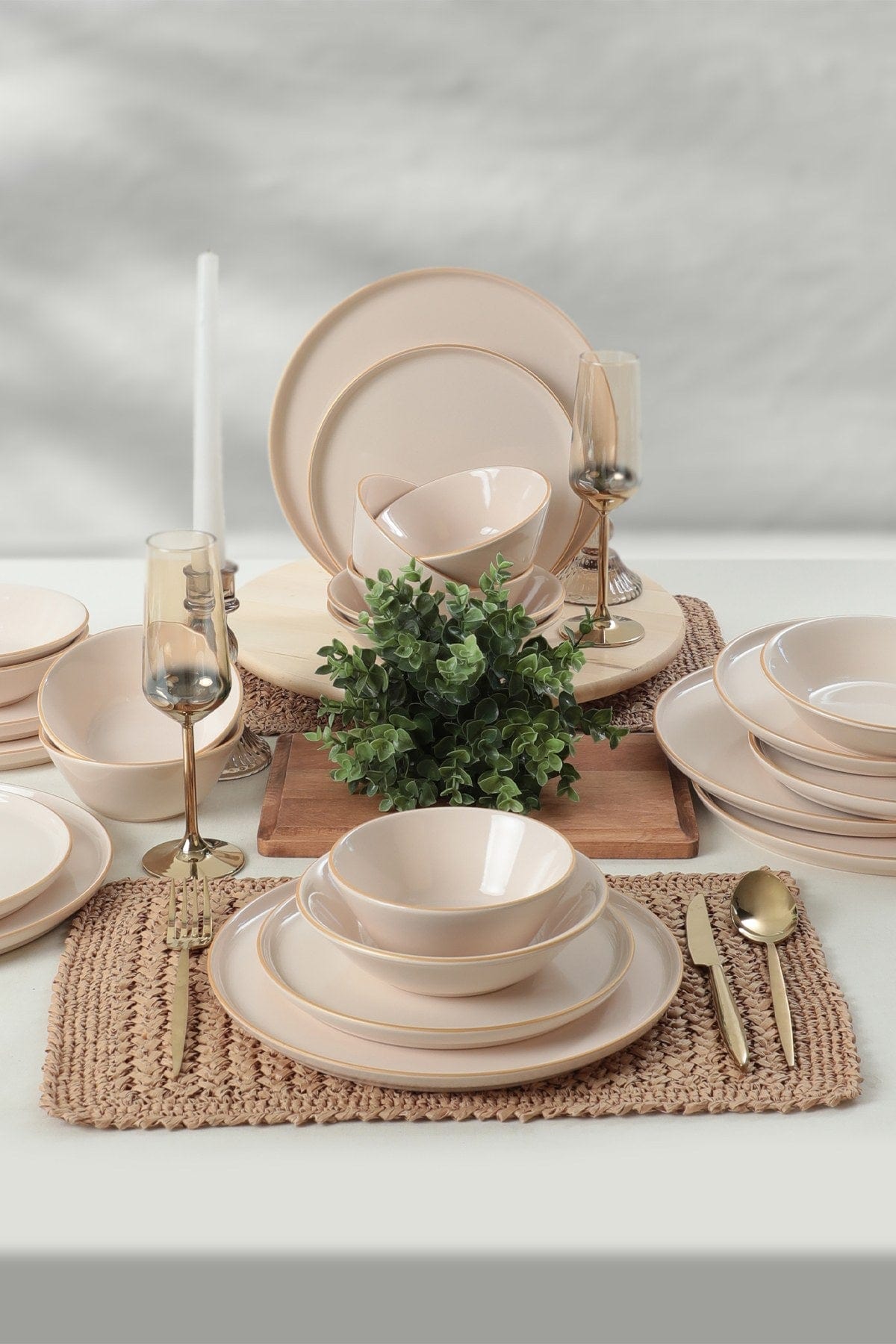 Set vesela din ceramica, Xander 4 Crem, 24 piese (1)