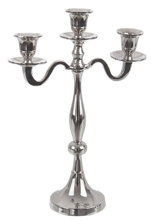 Sfesnic din aluminiu cu 3 brate, Norah Argintiu, L24xl10xH33 cm