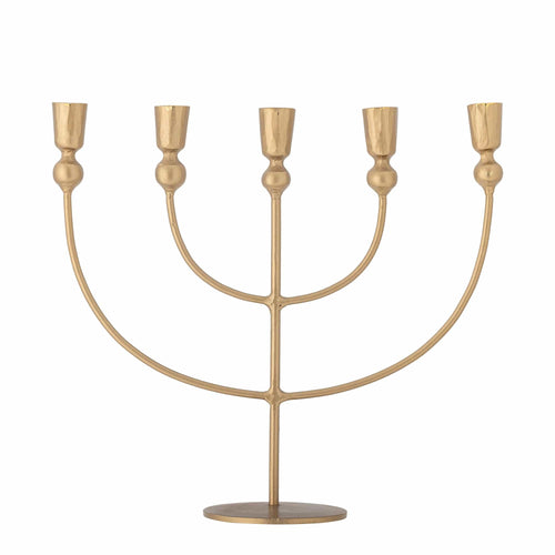 Sfesnic din metal cu 5 brate, Linka Auriu, l35,5xA11,5xH31,5 cm