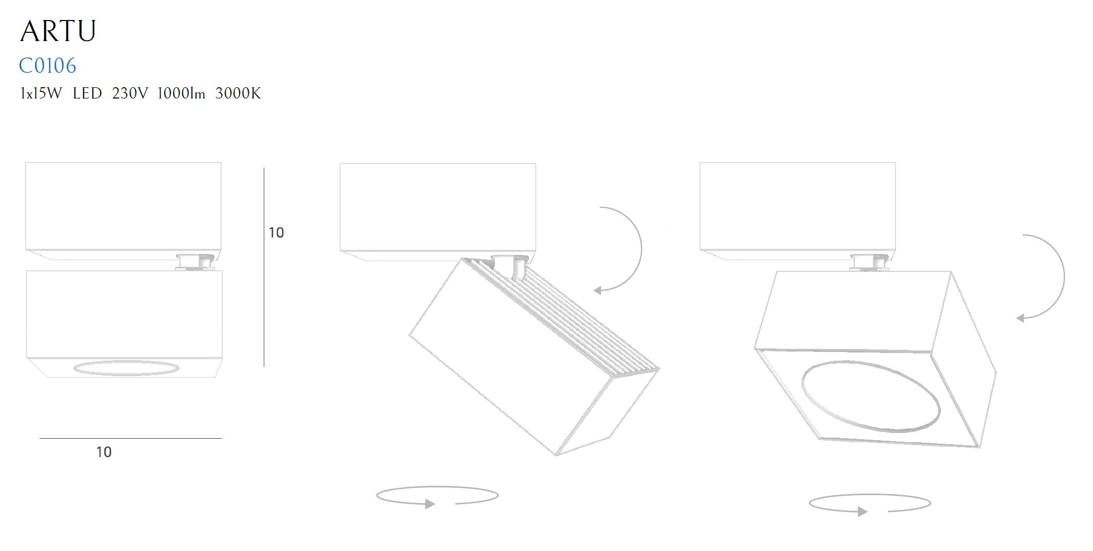 Maxlight Spot Artu C0106 Alb / Crom