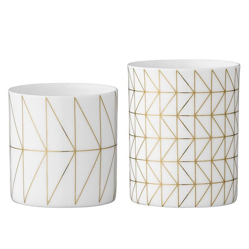 BFSummer Suport lumanare Alb/Auriu, Ø6,8xH6,5/Ø6xH7,8 cm