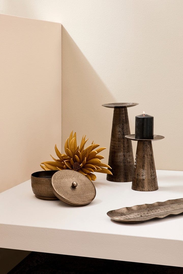 Suport lumanare din aluminiu Clamp Negru, Ø15xH30,5 cm (1)