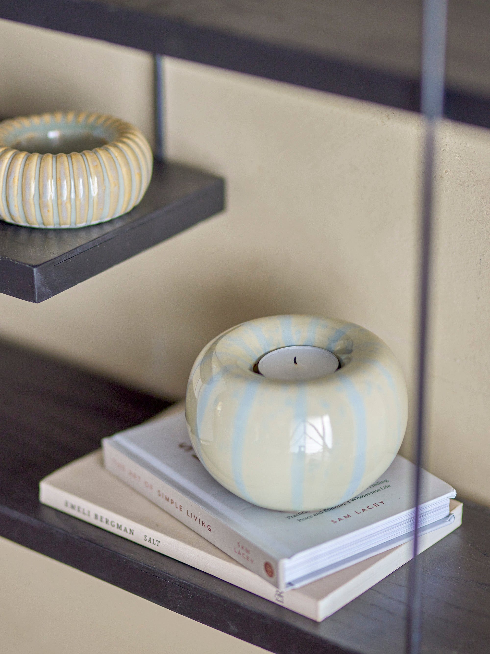 Suport lumanare din ceramica, Agate Galben, Ø11xH7,5 cm (3)