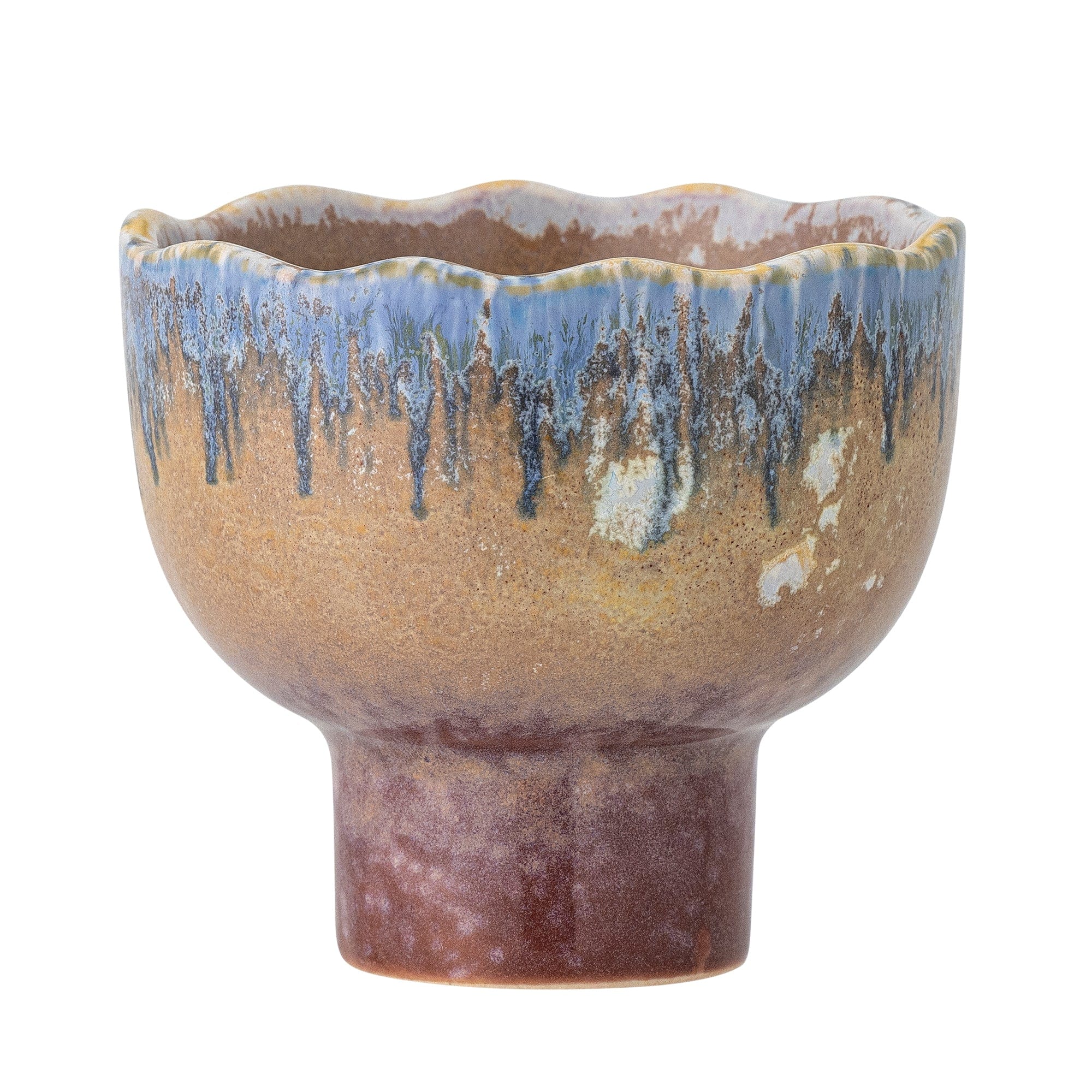 Suport lumanare din ceramica, Cloe Albastru, Ø10xH9 cm