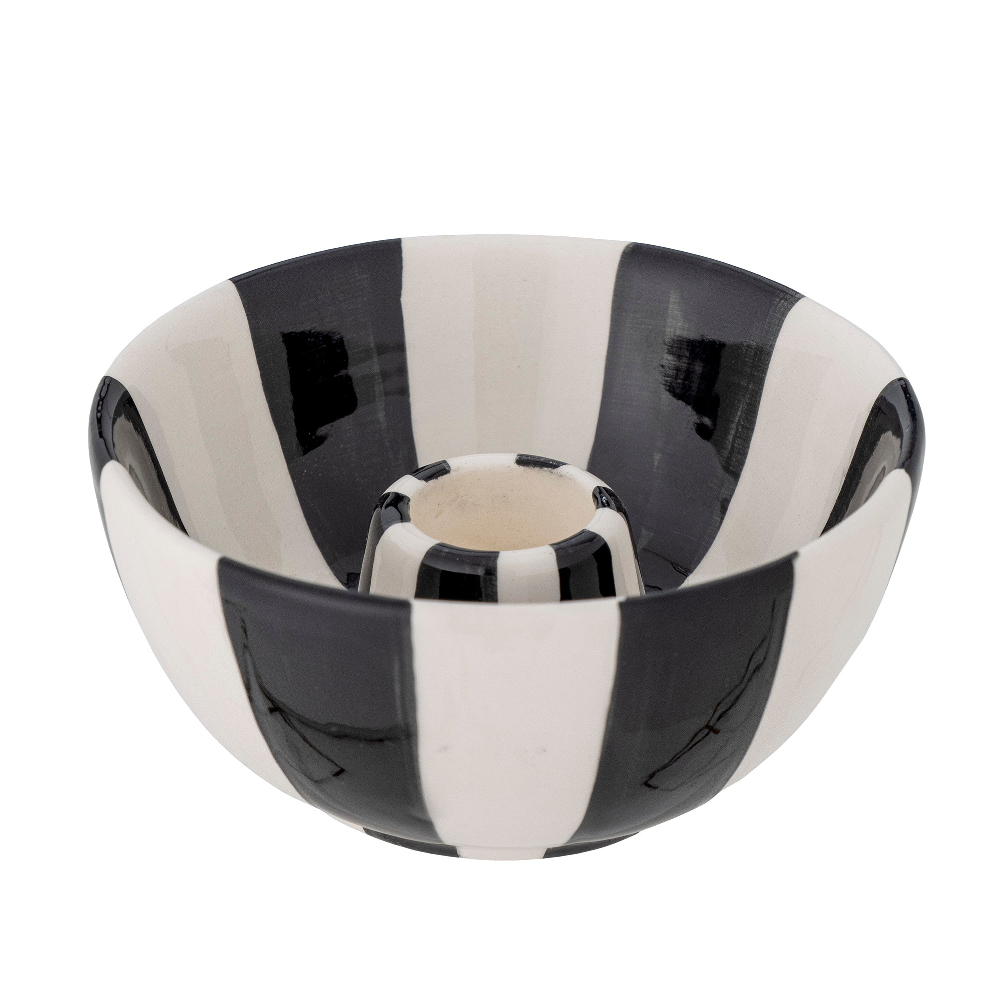 Suport lumanare din ceramica, Eja Negru, Ø9xH4,5 cm