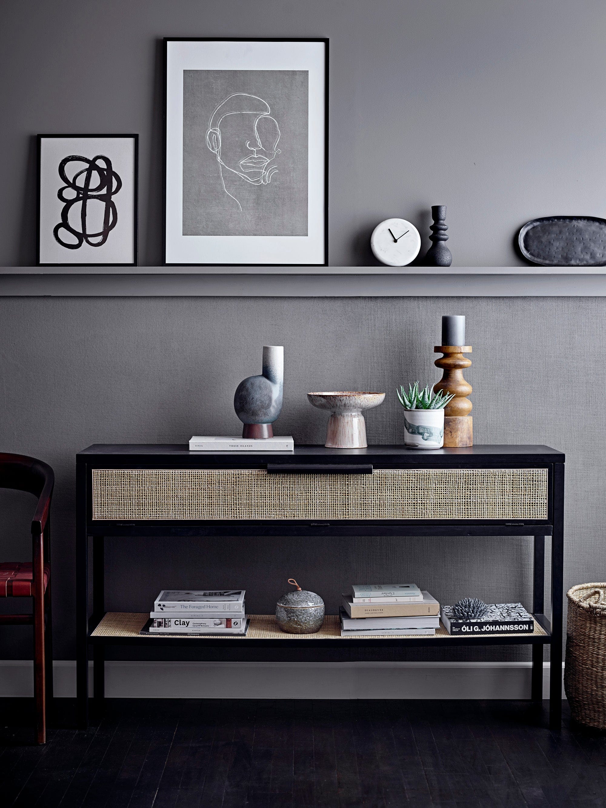 Suport lumanare din ceramica, Emie Negru, Ø8xH19 cm (2)