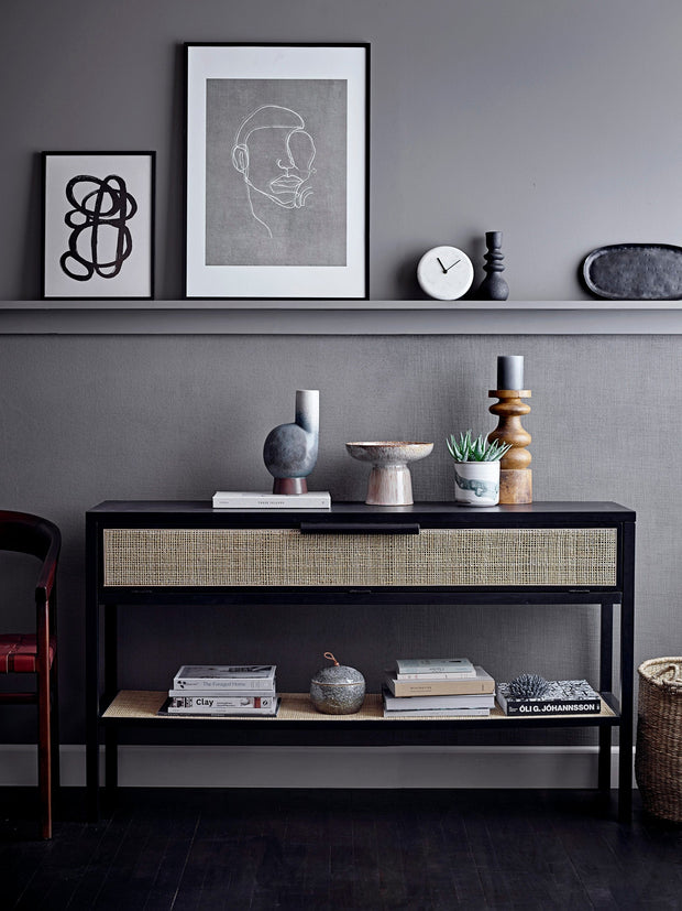 Suport lumanare din ceramica, Emie Negru, Ø8xH19 cm (2)