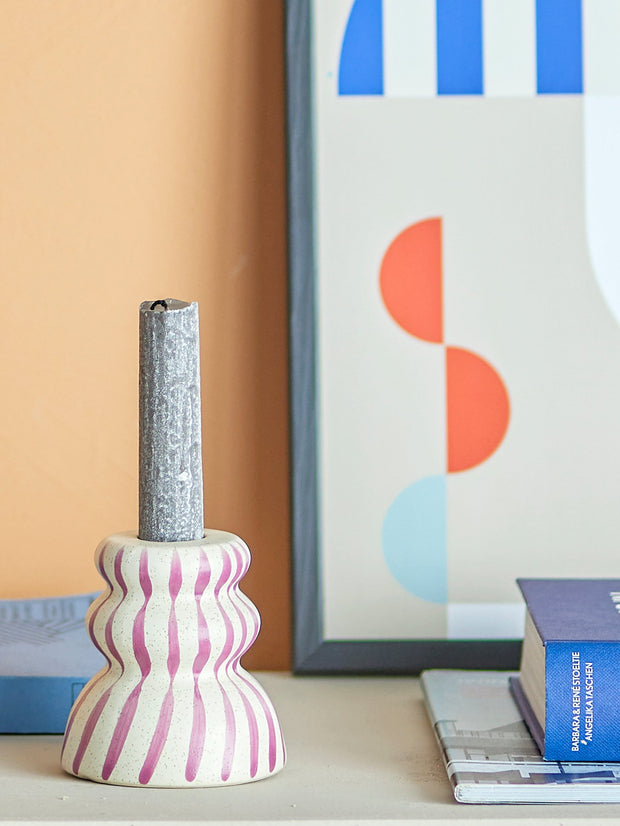 Suport lumanare din ceramica, Gabin Violet, Ø8xH8 cm (2)