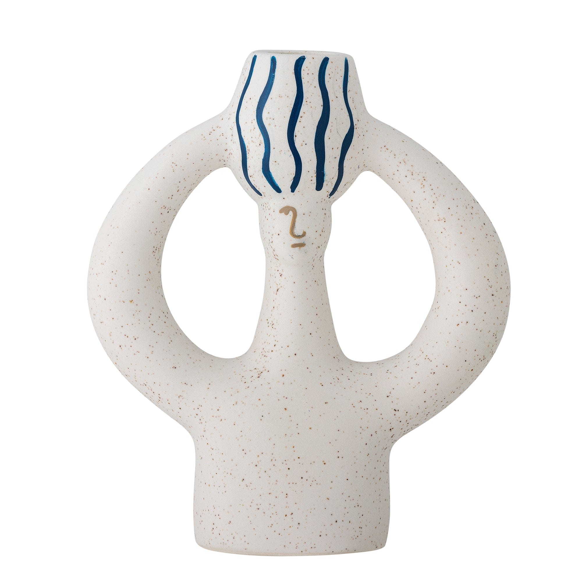 Suport lumanare din ceramica, Hatty Albastru, l14xA6xH17 cm