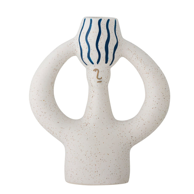 Suport lumanare din ceramica, Hatty Albastru, l14xA6xH17 cm