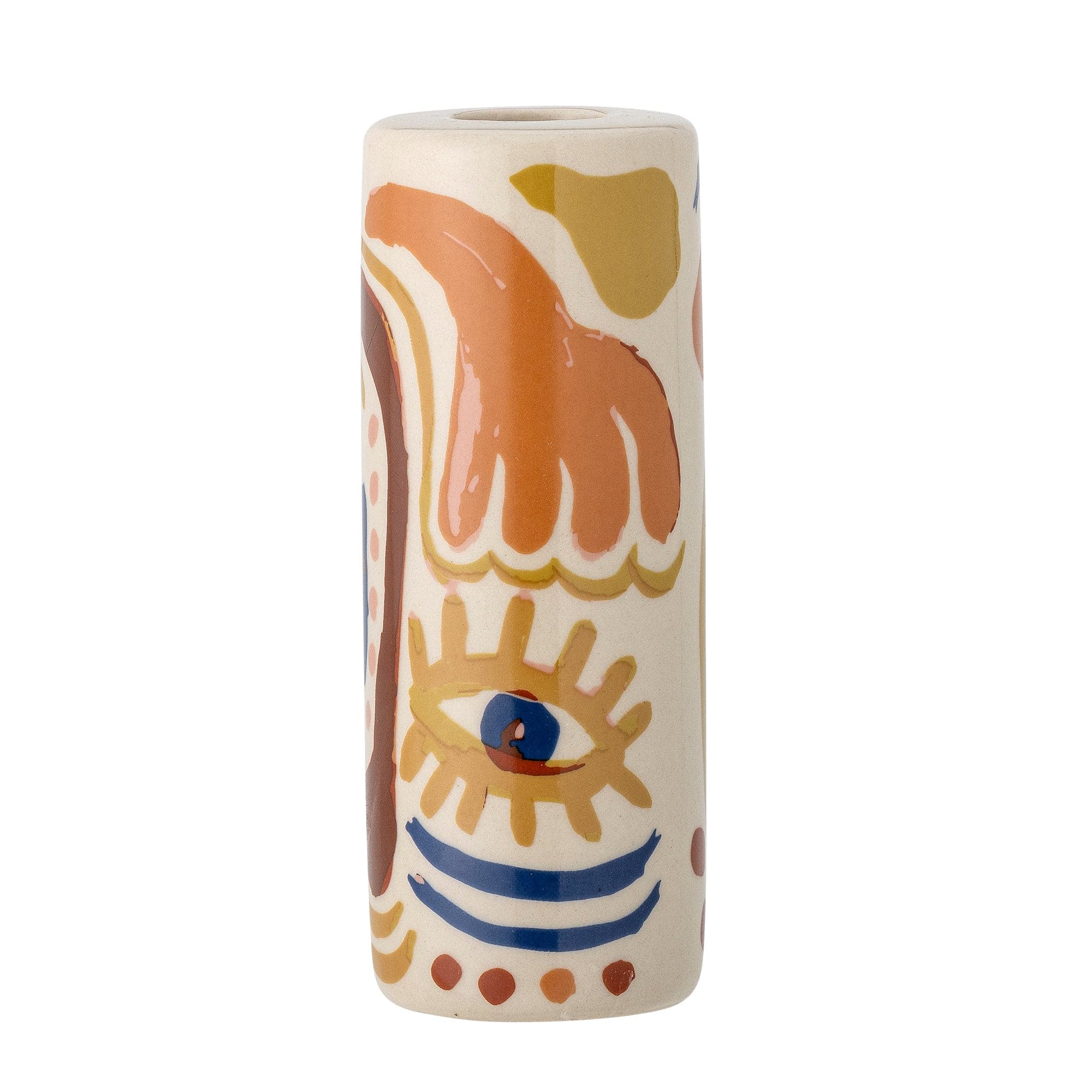 Suport lumanare din ceramica, Horus Portocaliu, Ø5xH13 cm (1)