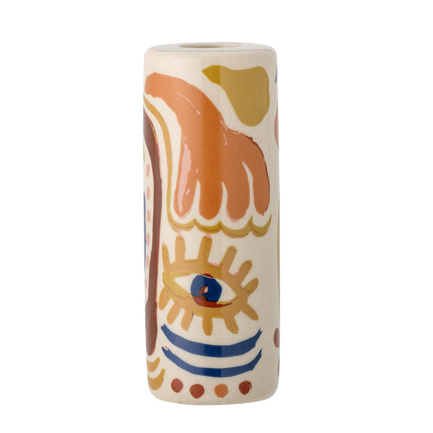 Suport lumanare din ceramica, Horus Portocaliu, Ø5xH13 cm (1)