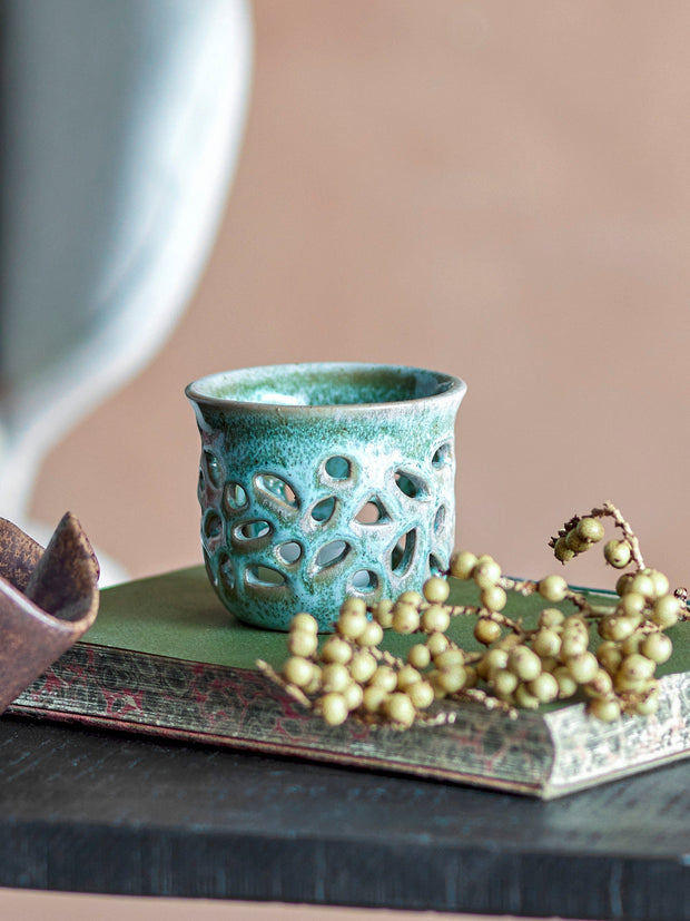 Suport lumanare din ceramica, Lucien Verde, Ø8xH6,5 cm (1)