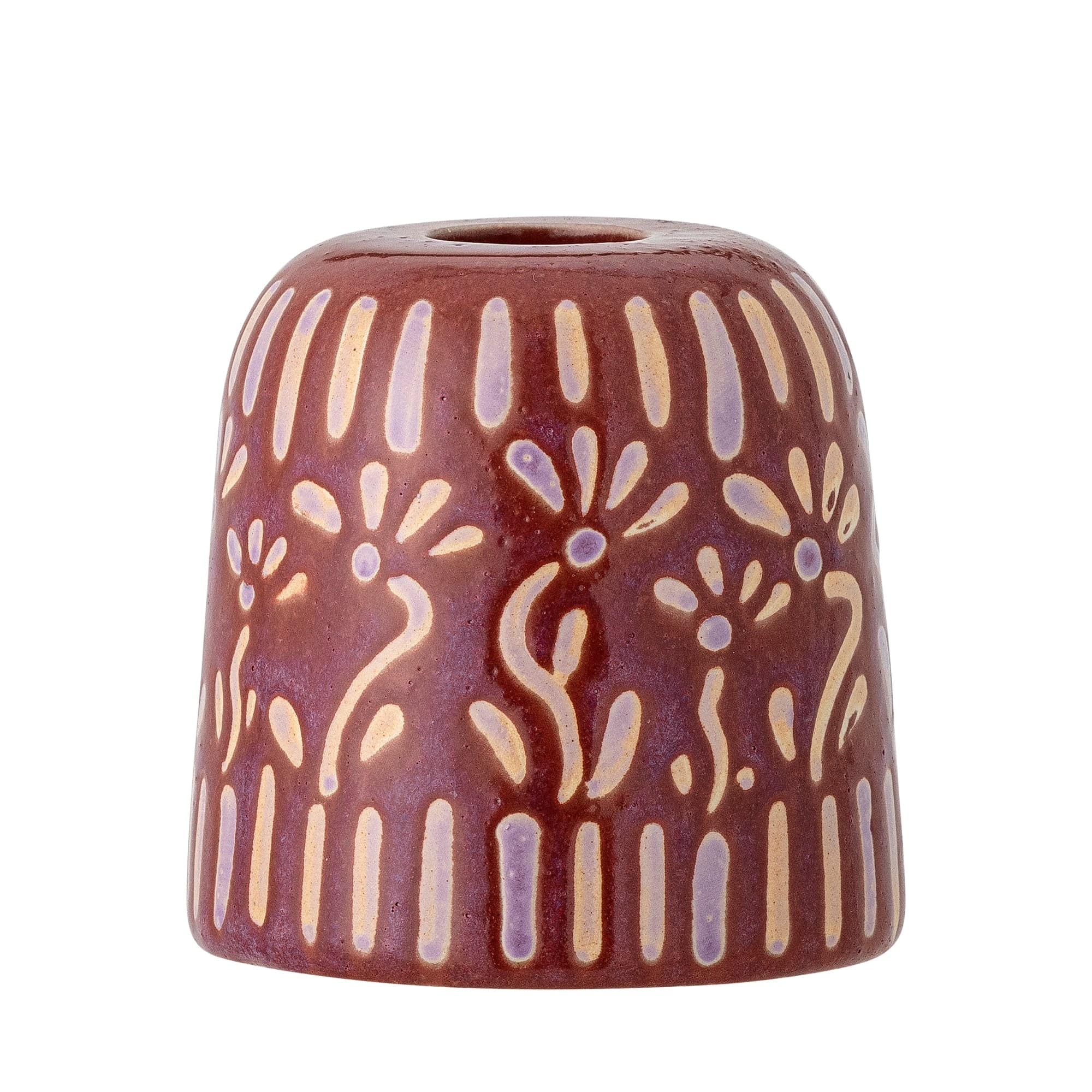 Suport lumanare din ceramica, Samsin Violet, Ø7,5xH7,5 cm