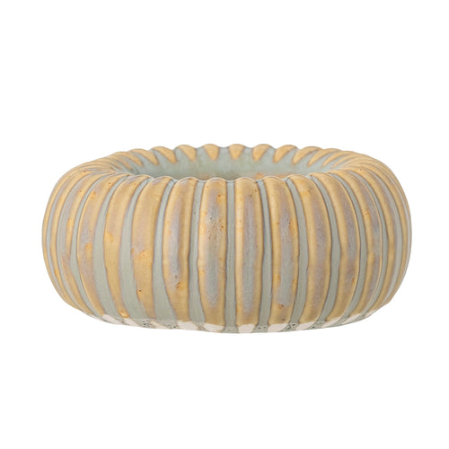 Suport lumanare din ceramica, Topeka Galben, Ø9xH4 cm